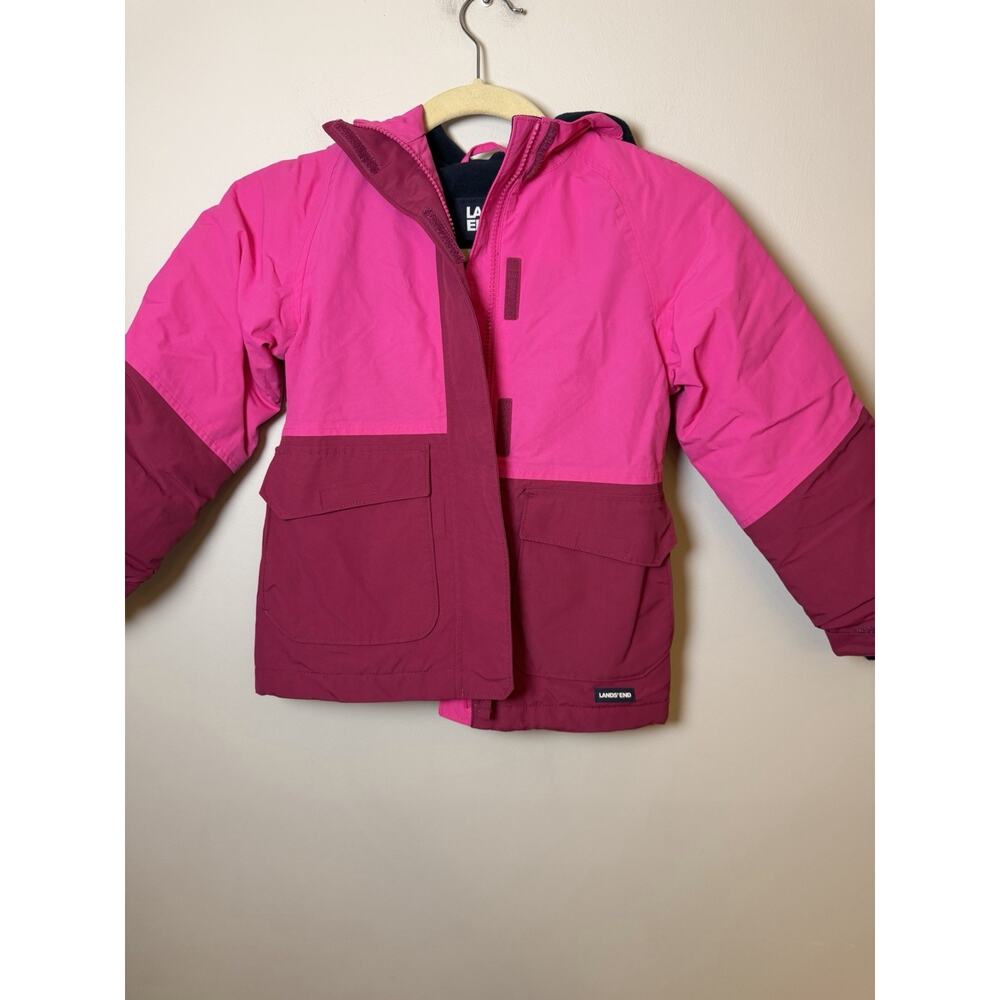 Lands’ End Girls Grow-A-Longs Squall Waterproof Insulated Jacket Pink Sz 5-6 NEW